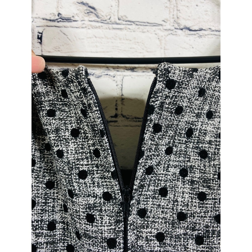 ModCloth Dress Womens 10 Fit and Flare Grey Polka Dot NWT Belted Pockets Tweed - Picture 8 of 10